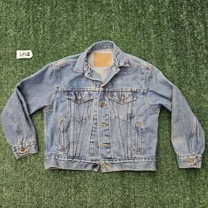 Vintage LEVI'S Denim Jacket Size Med Orange Tab Made In USA Read Description